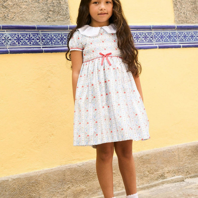 Ivory Rose Stripe Lana Girl Dress