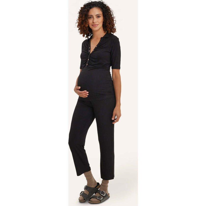 Women's Maternity Camilla Ribbed Pant, Black