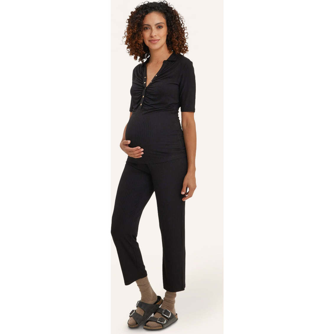 Women's Maternity Camilla Ribbed Pant, Black