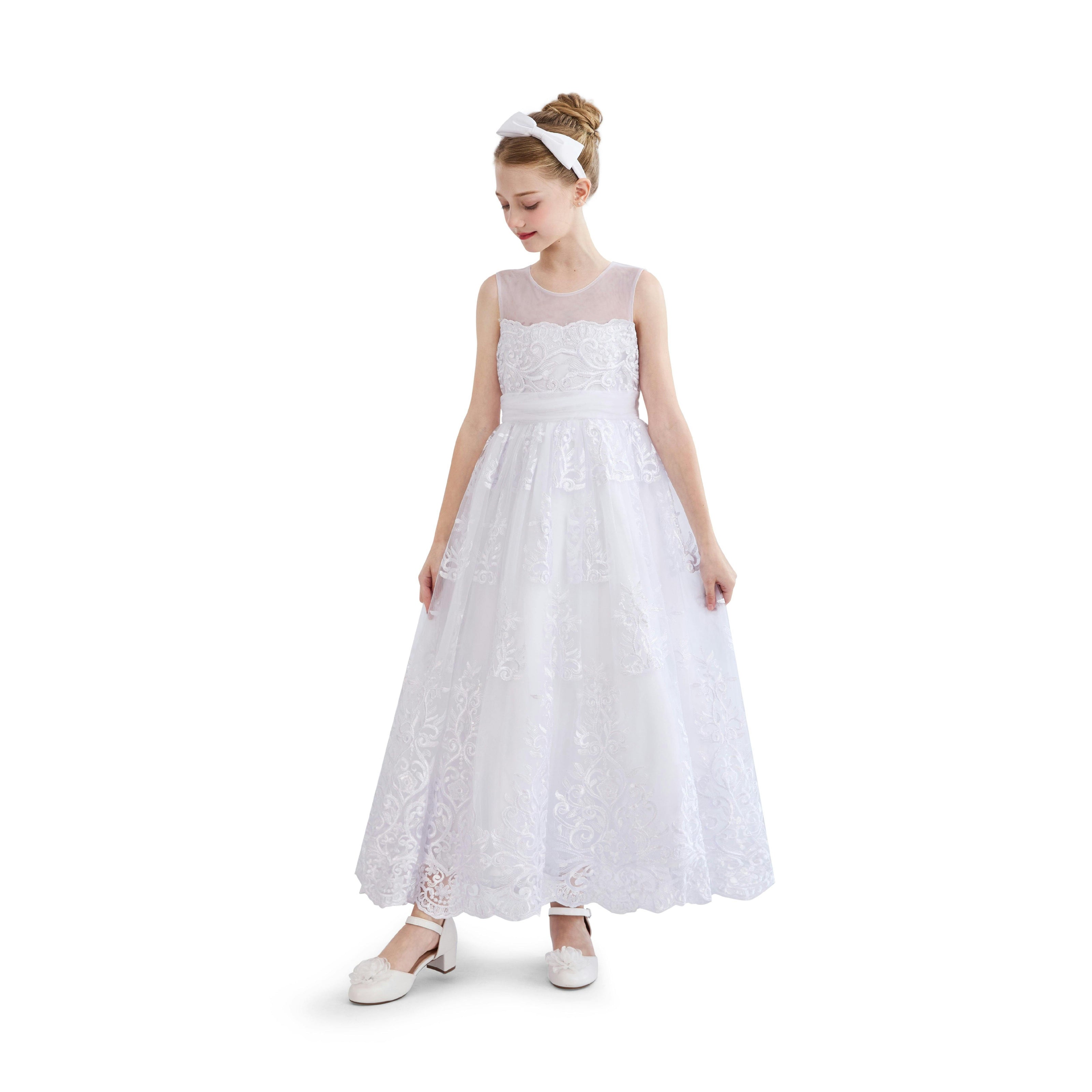 White Auresta Lace Sleeveless Dress