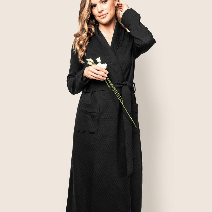 Women's Pima Jacquard Ophelia Robe in Black