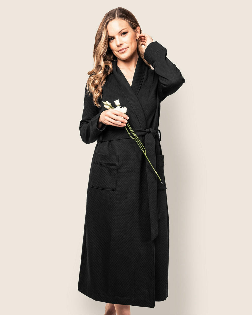 Women's Pima Jacquard Ophelia Robe in Black