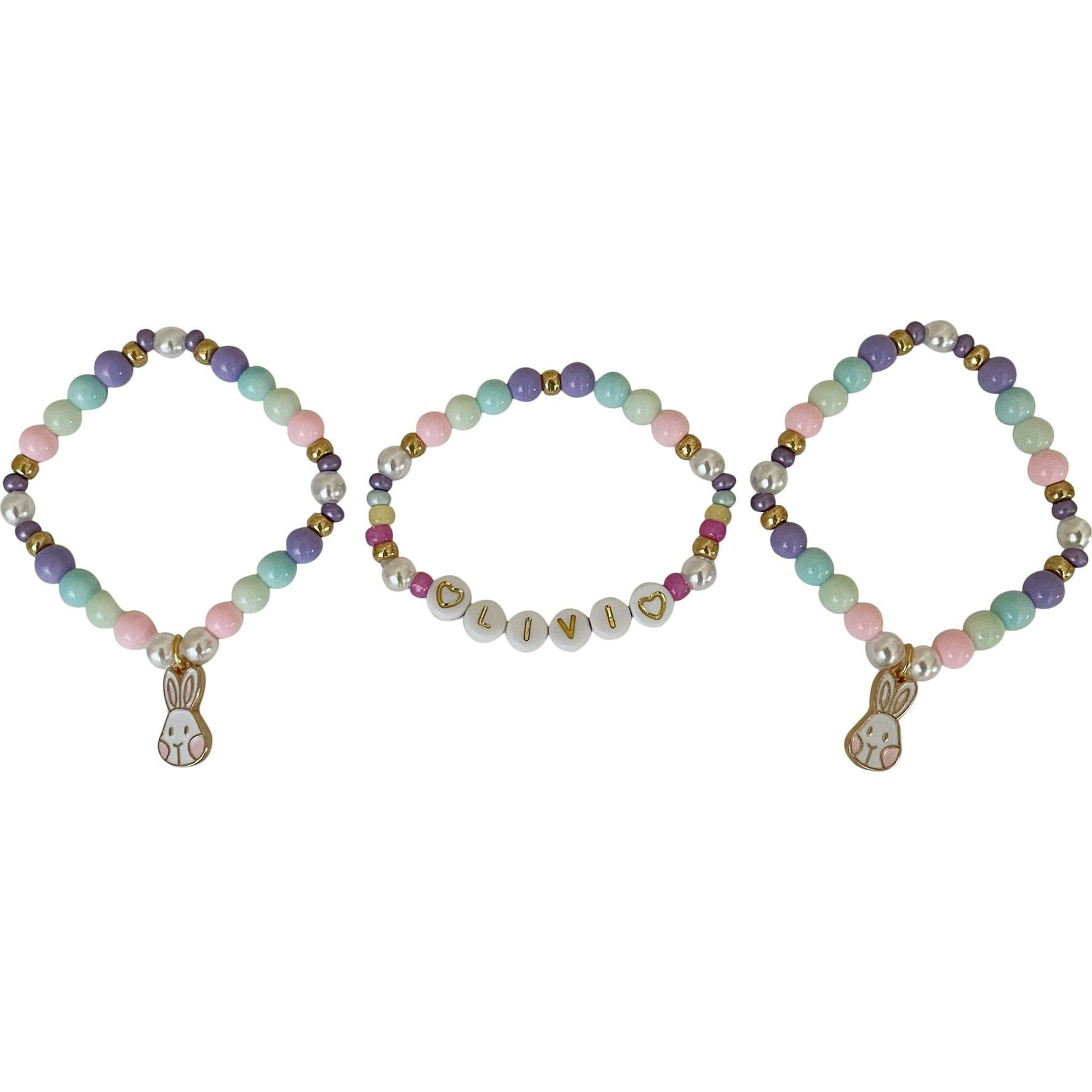 Livi Easter Monogram Bracelet Set