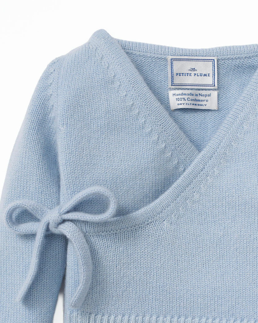Baby's Cashmere Wrap Set in Light Blue