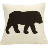 Hand Felted Wool Pillow - Brown Bear Silhouette Cream - 20" Arcadia Home