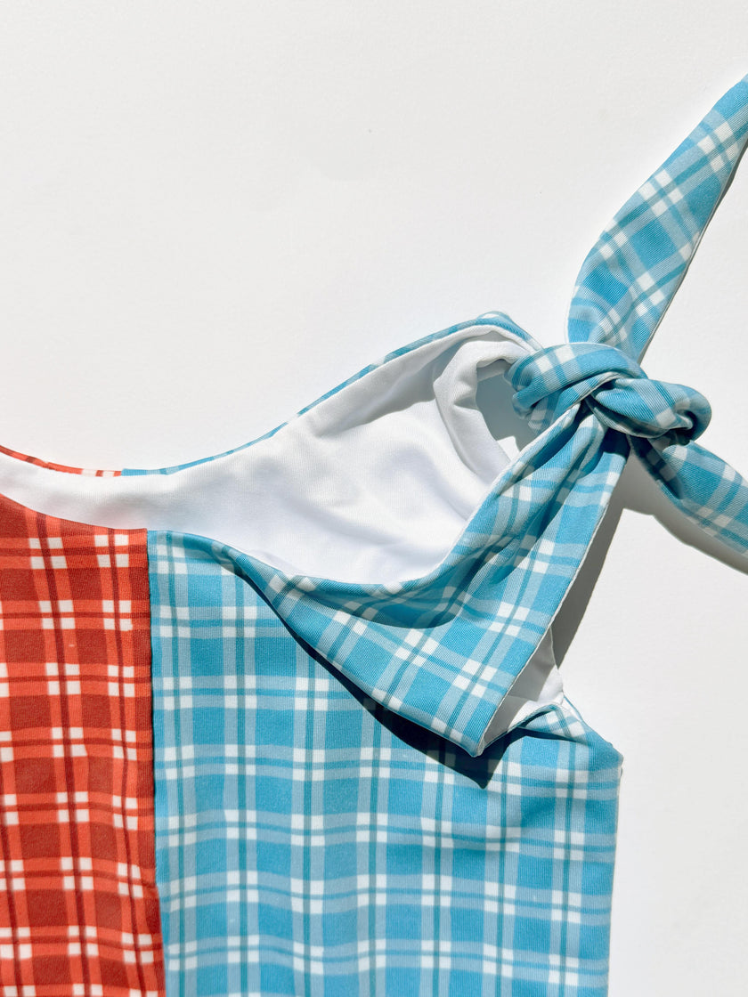 Twist Suit | Tie-top One Piece | Cherry Check and Dockside Check