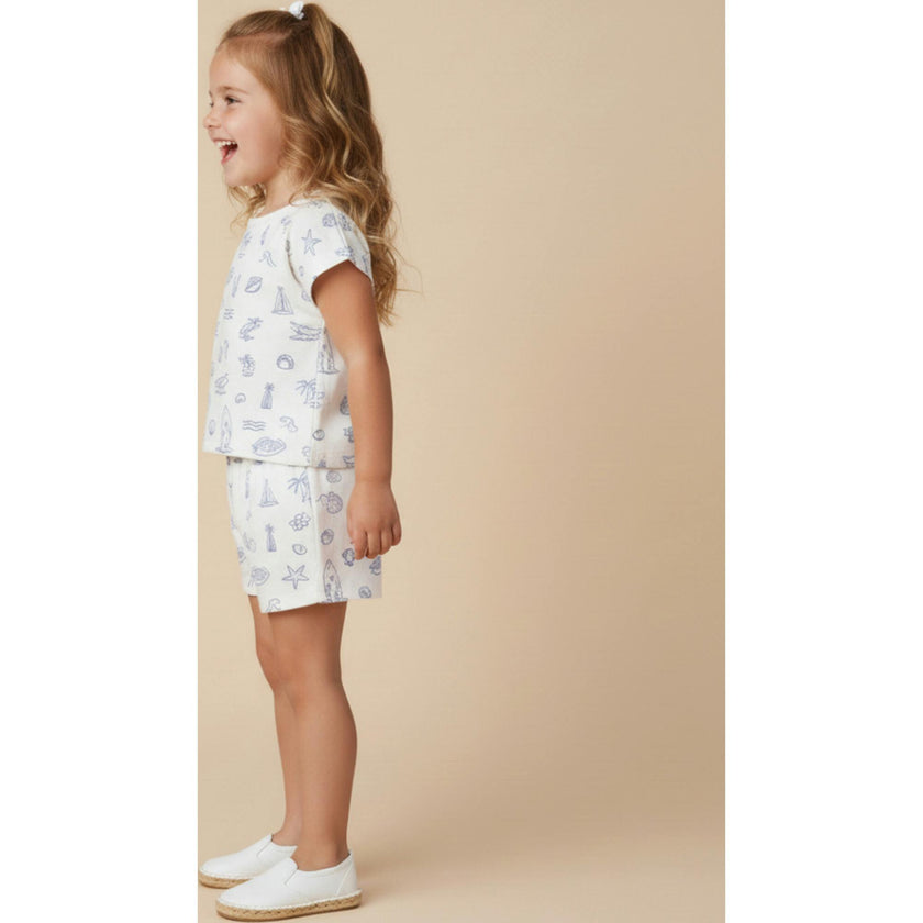 Organic Drop Shoulder Tee & Shorts Set - Coastal