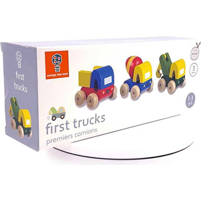Orange Tree Toys: First Trucks - 3 Wooden Push Car Toys