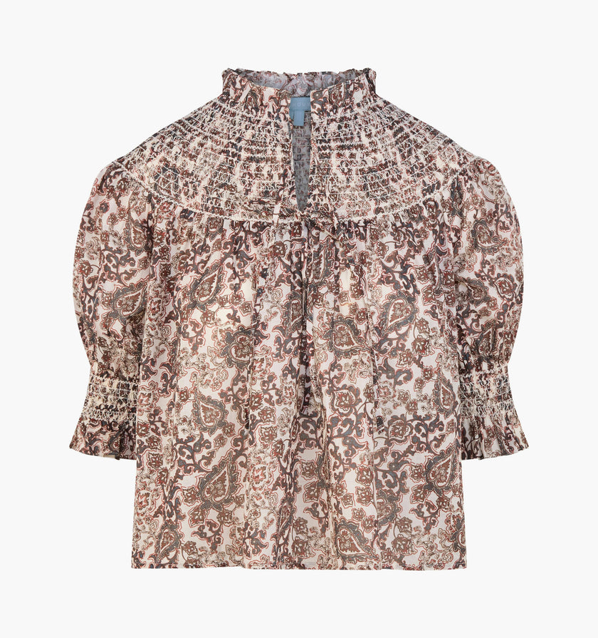 The Zinnia Top -  Chedworth Paisley Brown