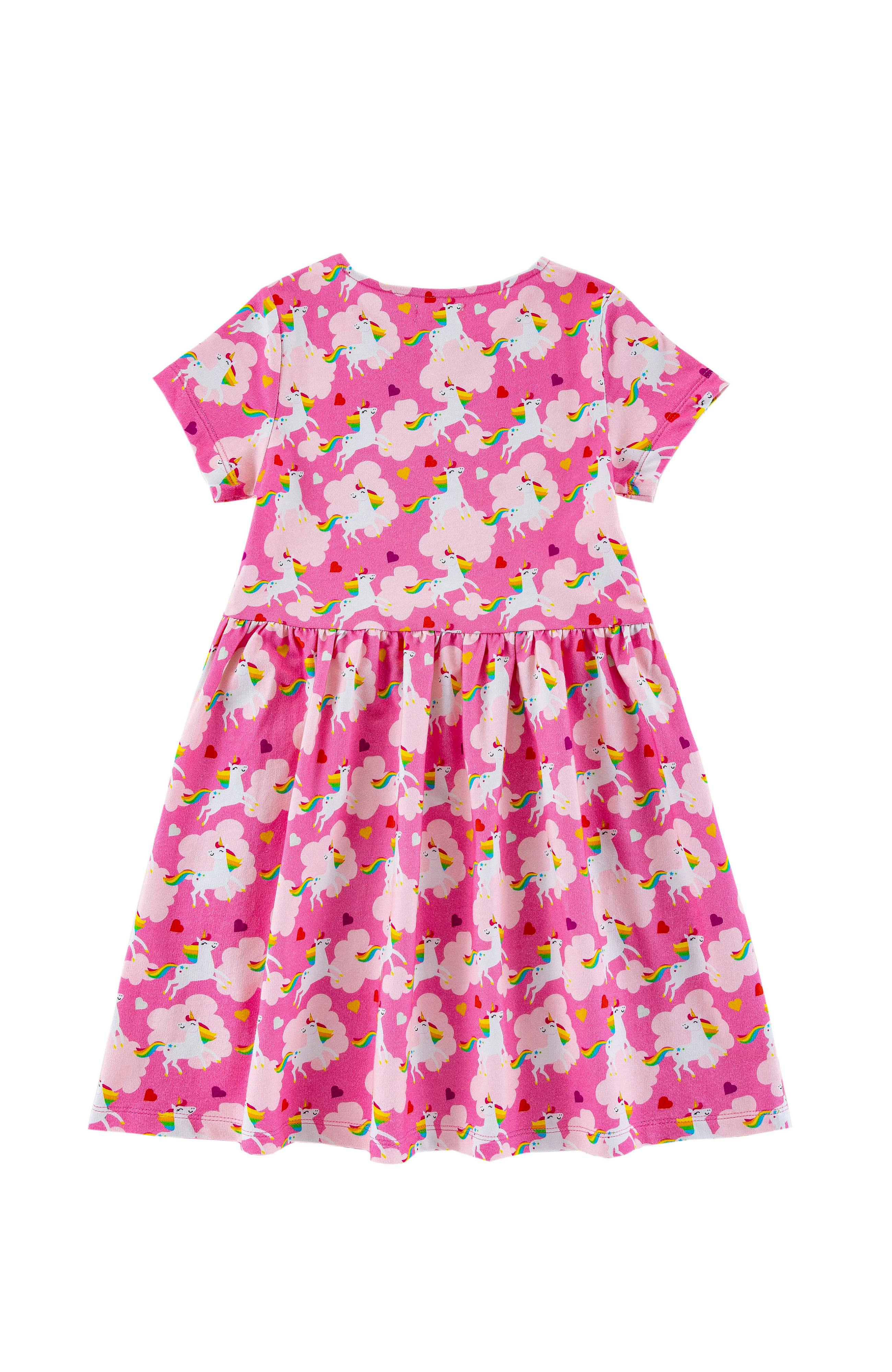 Mid Weight French Terry Twirl Dress, Dancing Unicorn