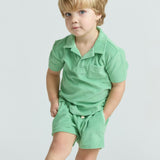boys gustavia green french terry polo