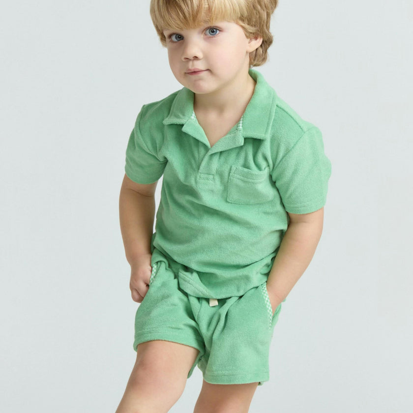 boys gustavia green french terry polo