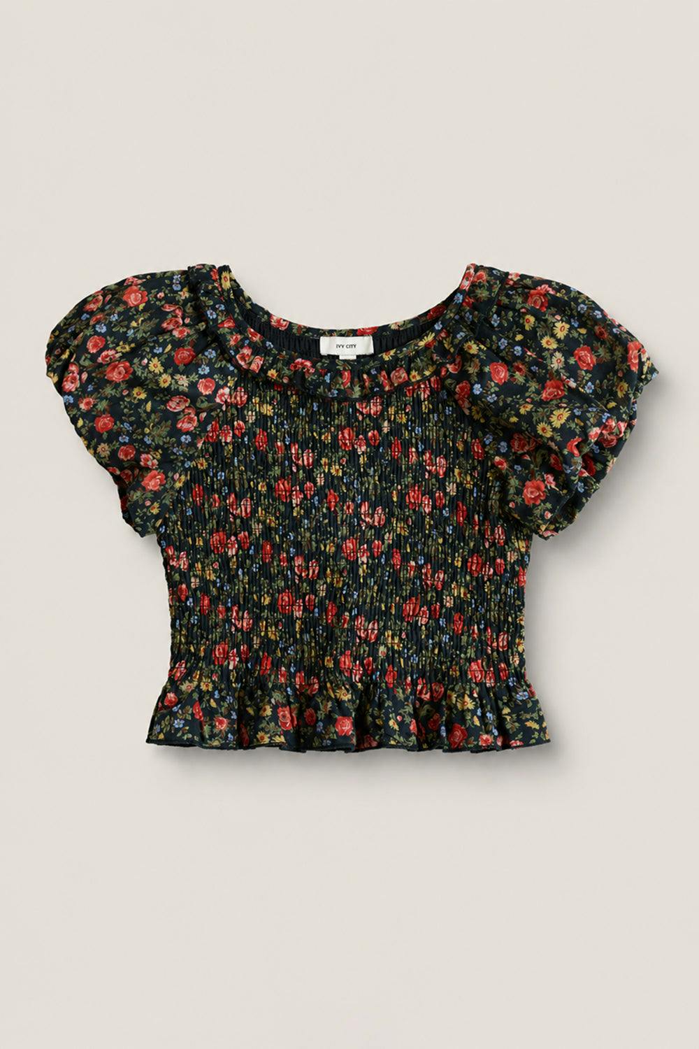 Mini Annalise Top in Obsidian Vintage Poppies