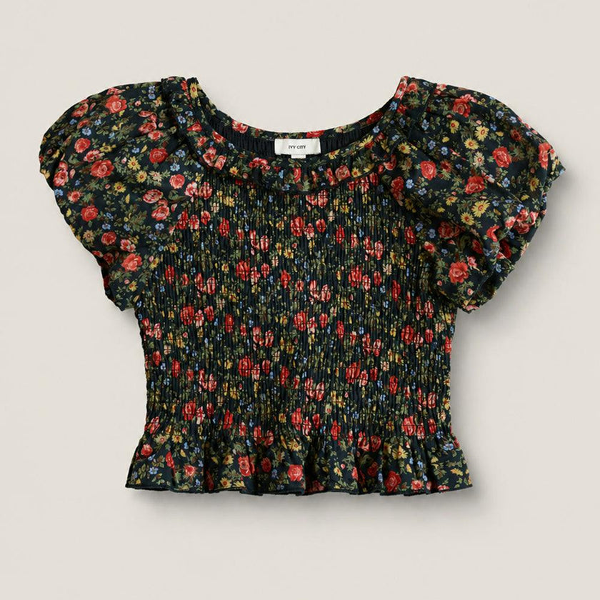 Mini Annalise Top in Obsidian Vintage Poppies
