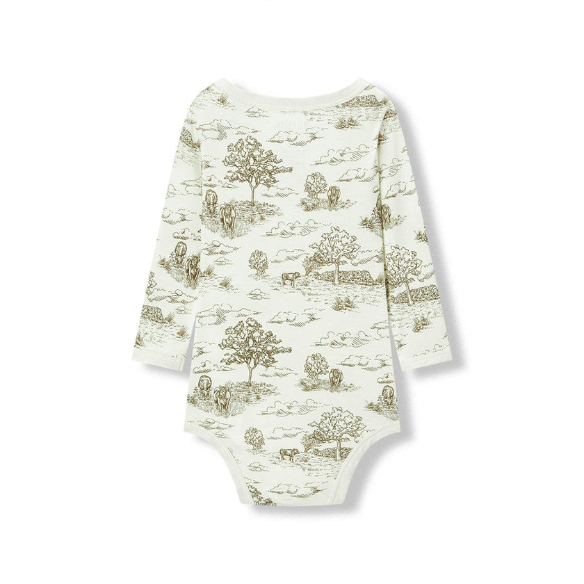 Country Toile Luxe Stretch Long Sleeve One Piece