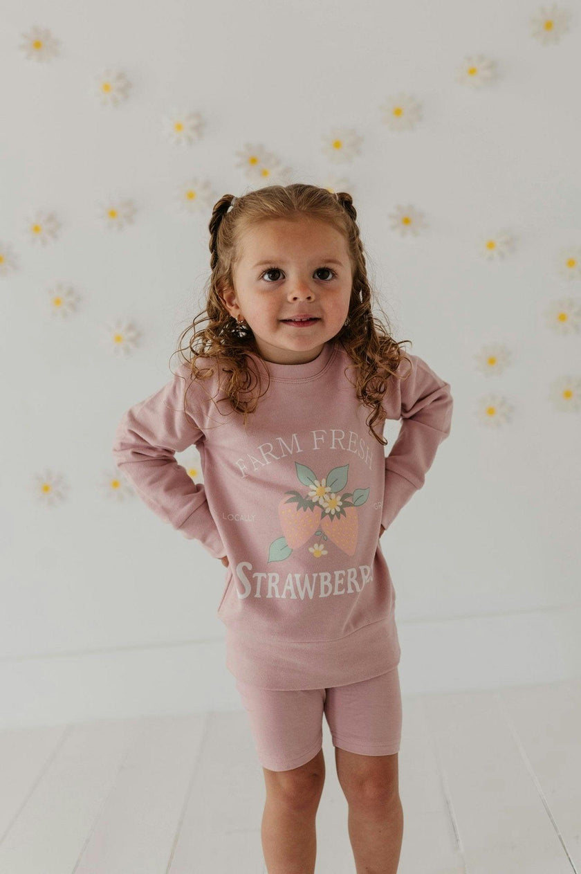 Girls Raglan Sweatshirt in Farm Fresh Strawberries