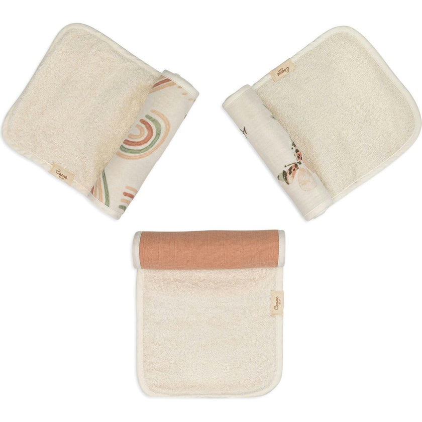 Parker 3-pc. Newborn Burp Cloth Set (Rainbow/Butterfly)