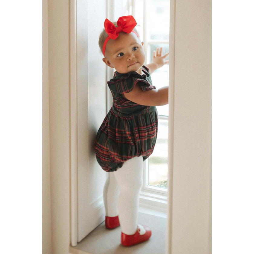 Baby Hattie Romper in Evergreen Plaid