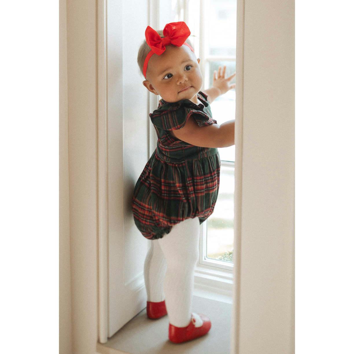 Baby Hattie Romper in Evergreen Plaid