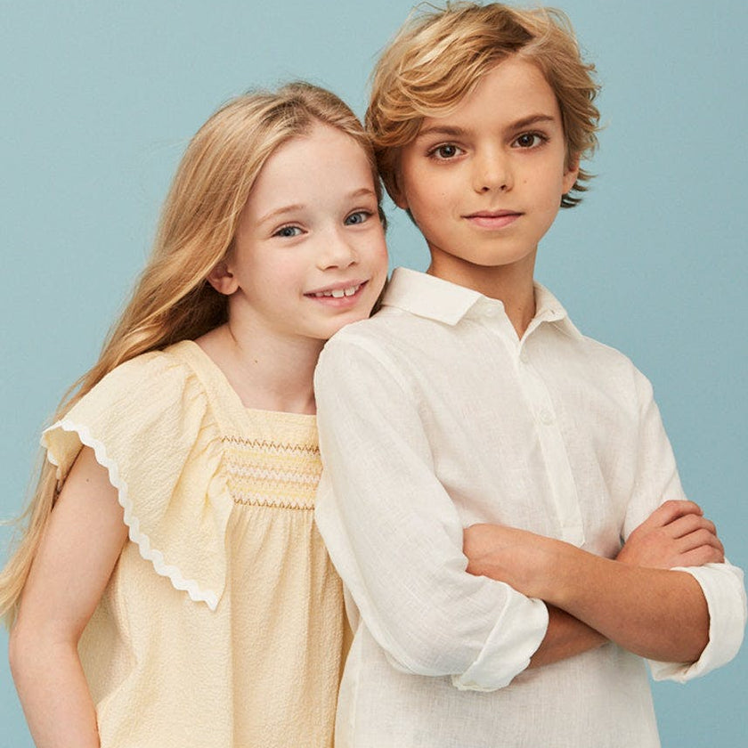 Seersucker Smocked Girl Blouse