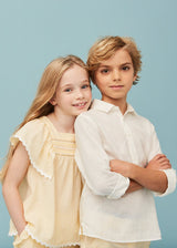 Seersucker Smocked Girl Blouse