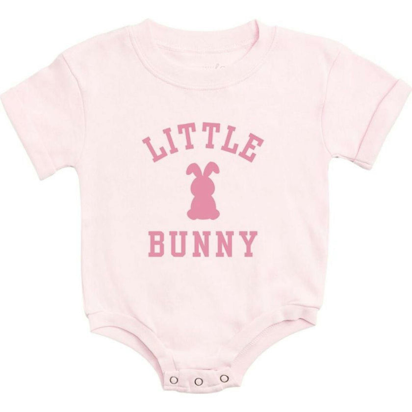 Little Bunny Rose Easter Short Sleeve Romper - Ballet