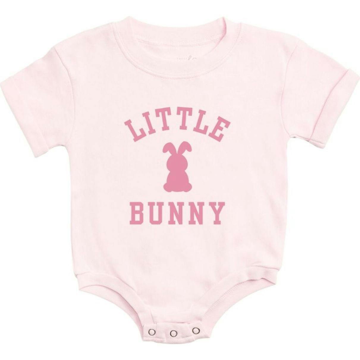Little Bunny Rose Easter Short Sleeve Romper - Ballet