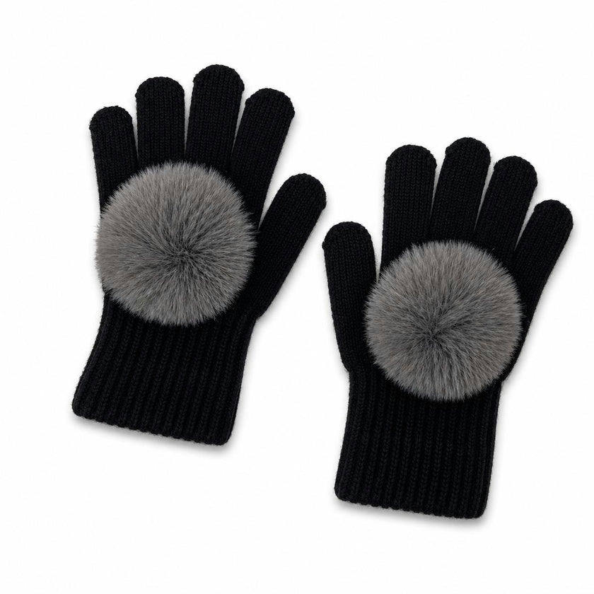 Faux Fur Pom Pom Gloves