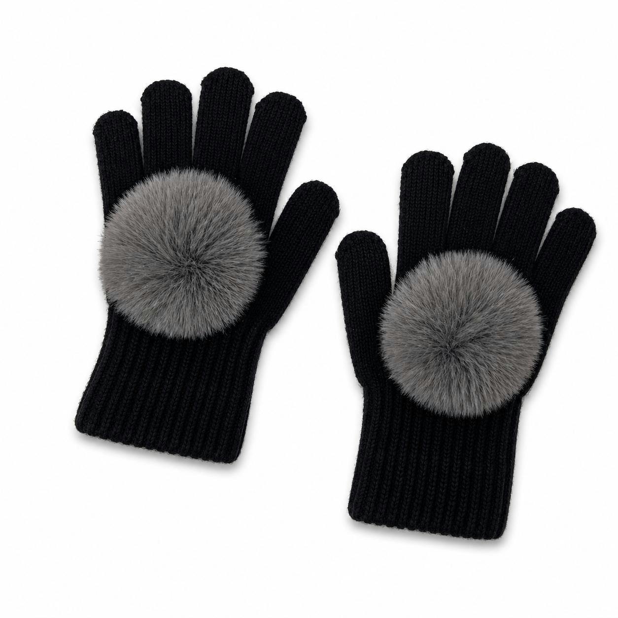 Faux Fur Pom Pom Gloves