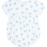 Blue Heart Print Smocked Bubble