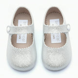Emma British Pre-Walker Baby Shoes - White Glitter