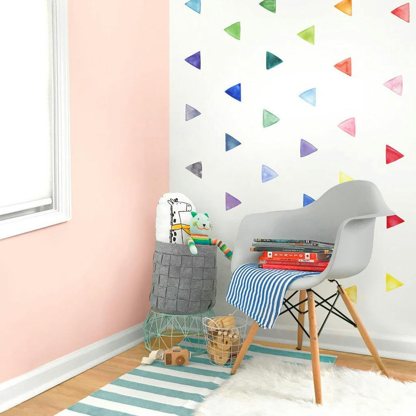 Watercolor Triangles • Rainbow • Small • Peel-and-Stick Wall Decals