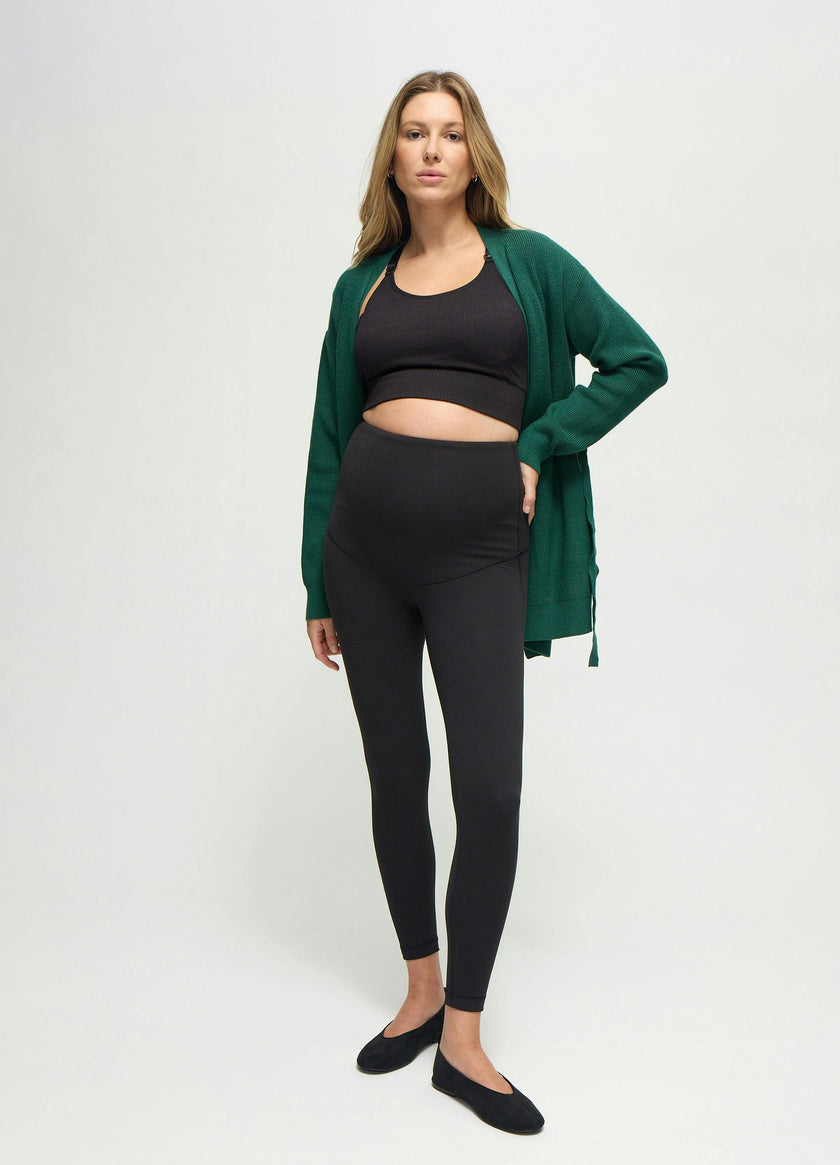 Ribbed Knit Crossover Maternity Nursing Cardigan