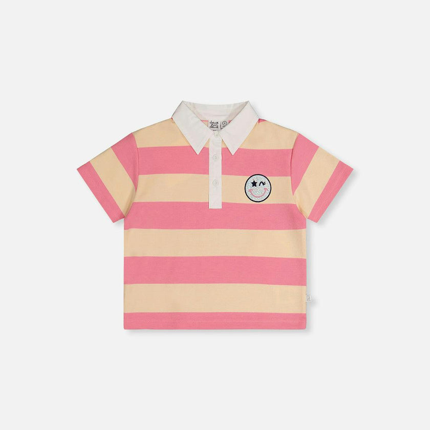 Polo Top Pink and Beige Stripes