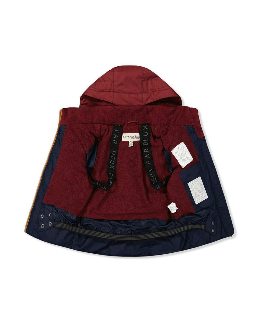 Two Piece Play Snowsuit Navy And Burgundy With Navy Pants