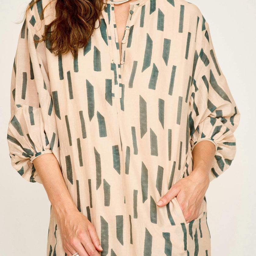 Kona Caftan in Parchment Rainfall