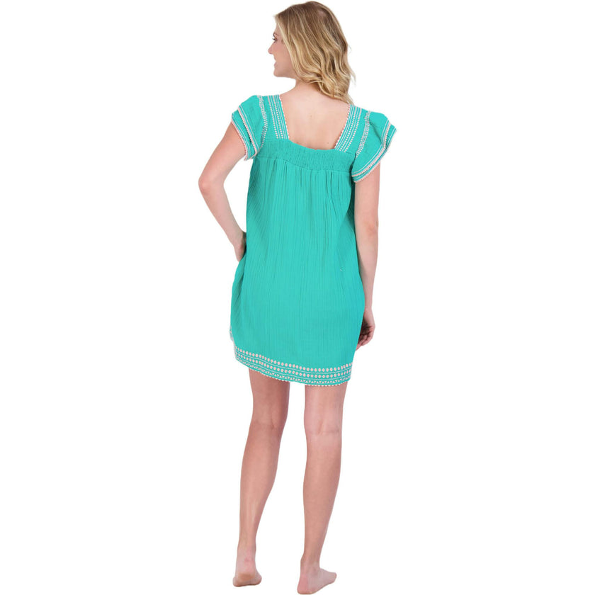 Women's Mini Sandrine Embroidered Dress, Green