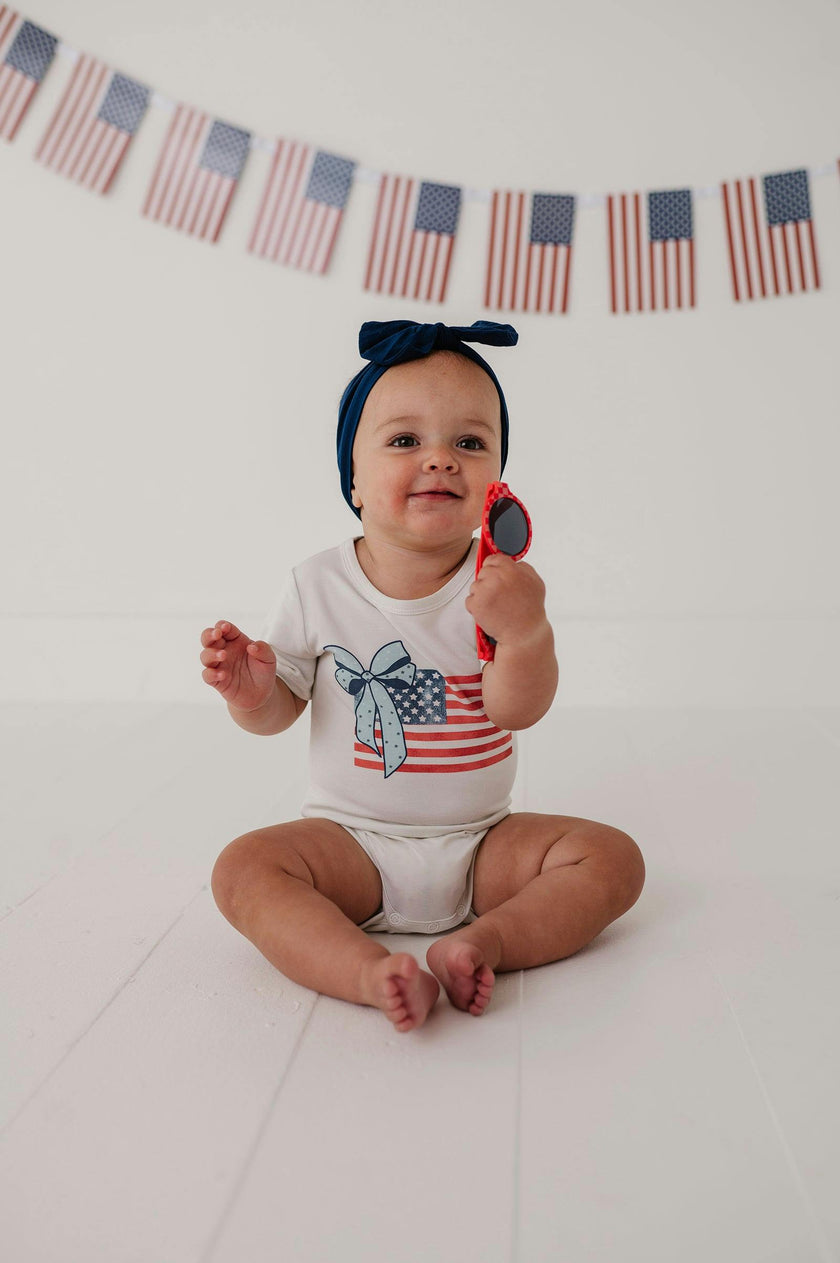 Baby Girl Short Sleeve Bodysuit in American Flag