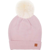 Kids Knit Winter Hat with Faux Fur Pom