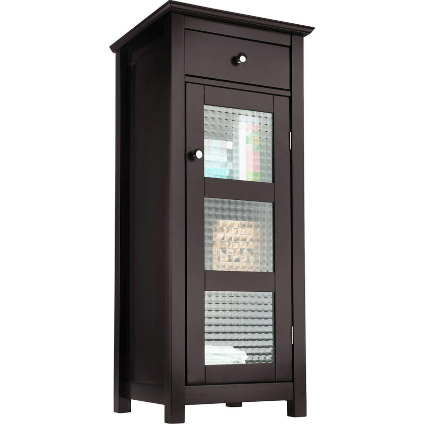Chesterfield Wooden Floor Cabinet with Waffle Glass Door and Drawer