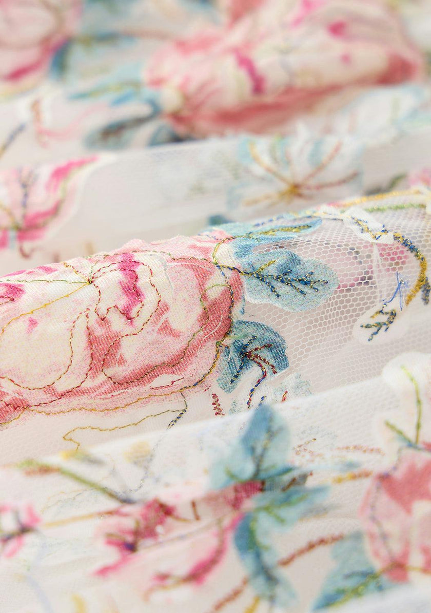Reign Frill Embroidered Mini Dress