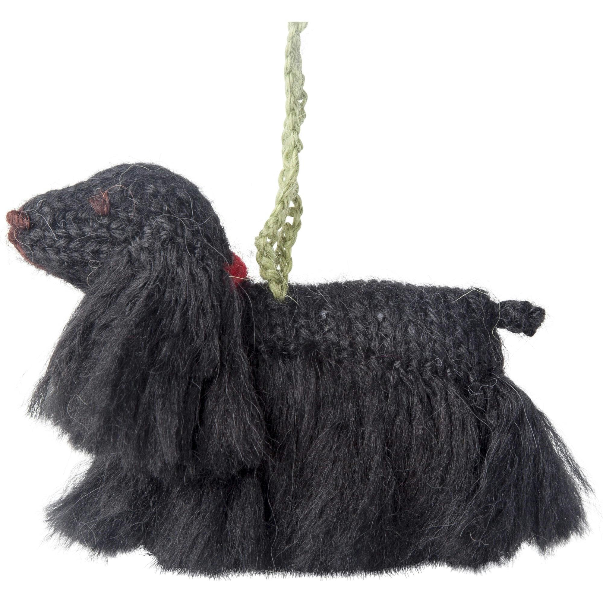 Black Cocker Spaniel Hand Knit Christmas Ornament