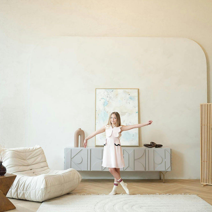 Colette dress (blush-pink/black)