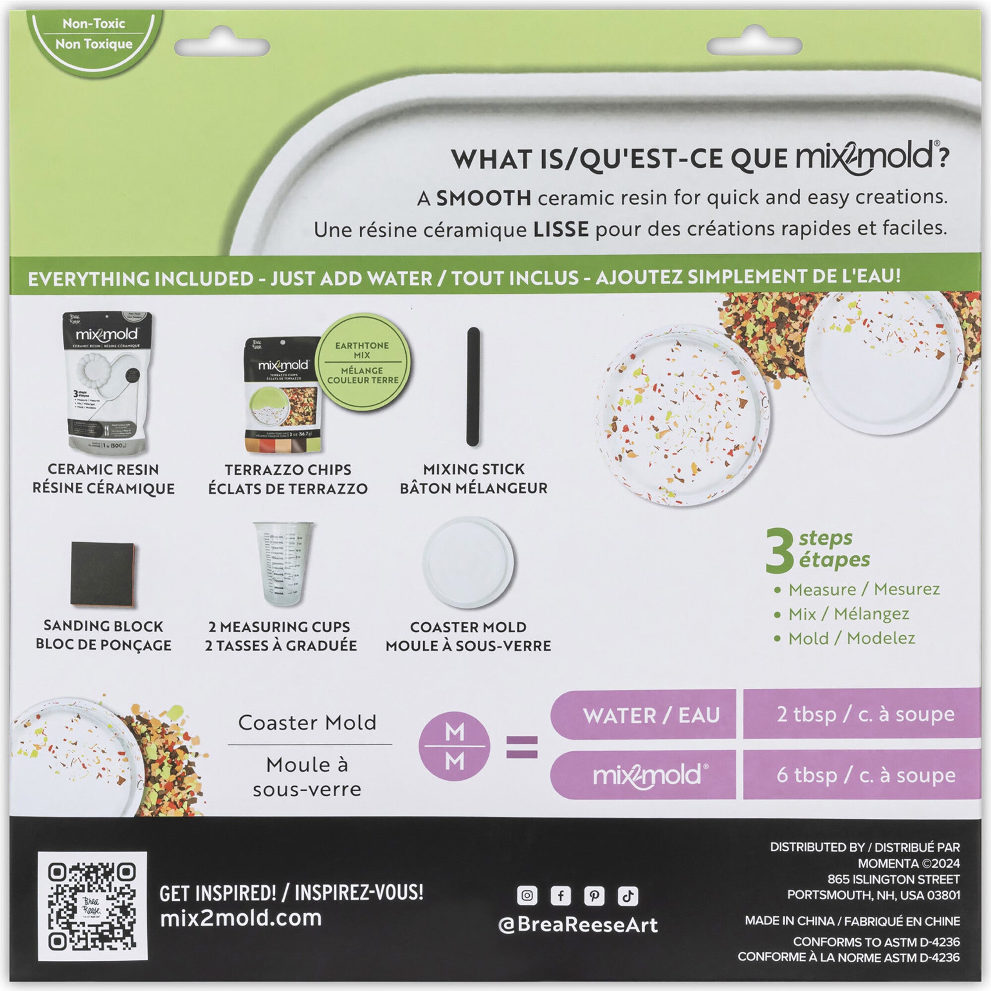 Brea Reese Mix2Mold Terrazzo Ceramic Coaster Kit - DIY 6 Coasters