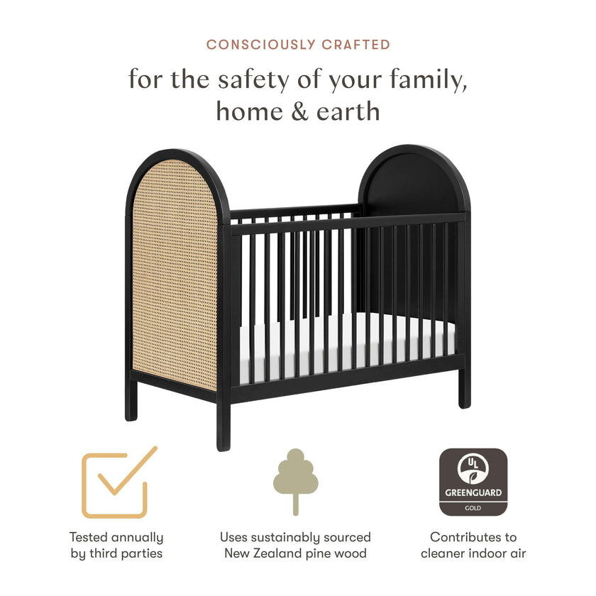 Babyletto Bondi Cane 3-in-1 Convertible Crib with Toddler Bed Conversion Kit