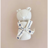 Blue Stripe Swaddle and Lovey Set - Cream Bear