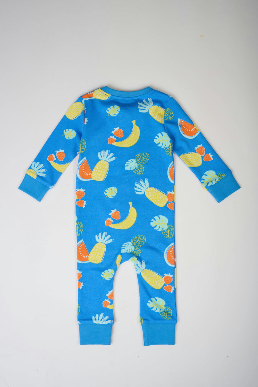 Long Sleeve Fruits Party Zip Romper