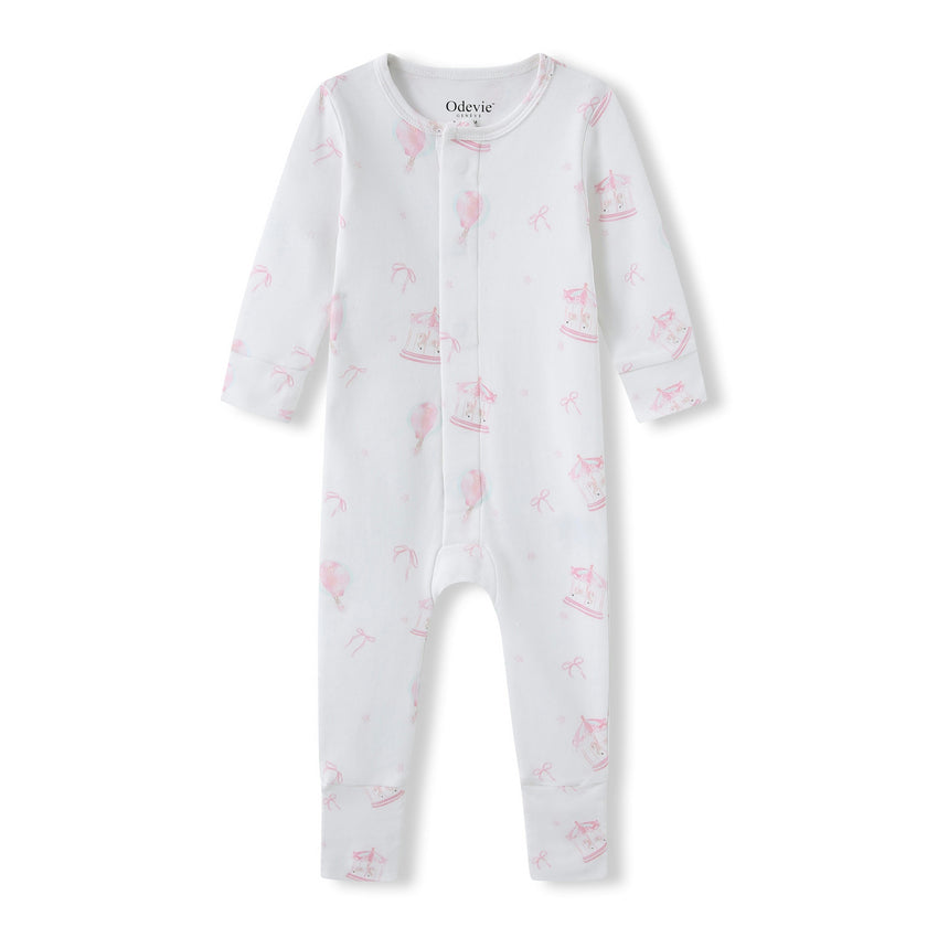 Organic Cotton Magnetic Footie Pajama - Carousel