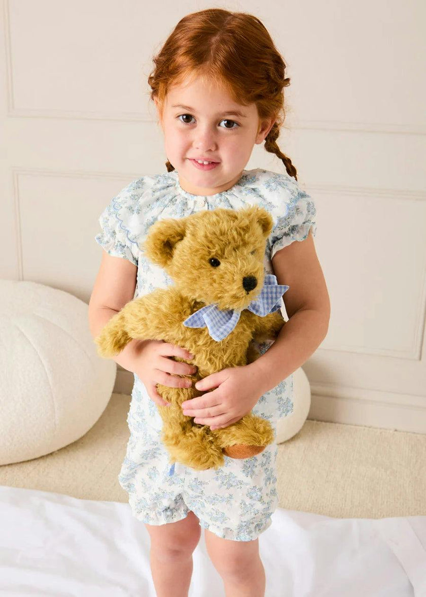 Esme Floral Swiss Voile Scallop Collar Pyjamas in Blue (18mths- 10yrs)