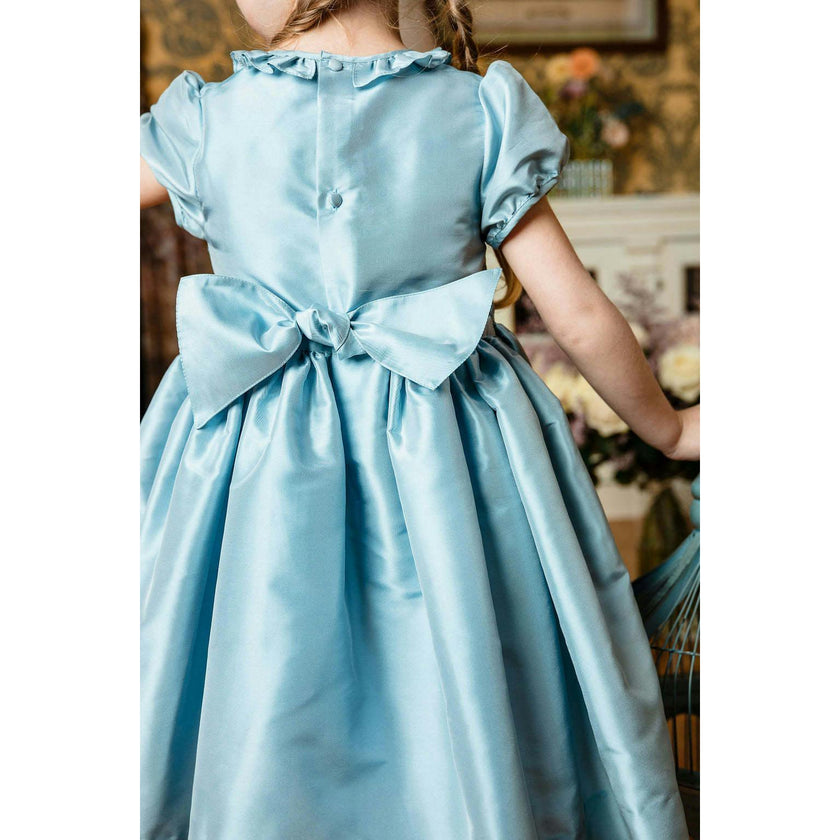 Astrid Blue Taffeta Smocked Girl Dress